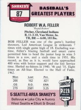 1976 Shakey's Pizza #87 Bob Feller Back
