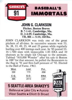 1976 Shakey's Pizza #91 John Clarkson Back
