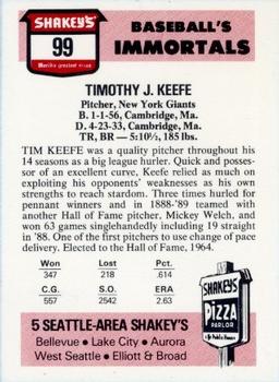 1976 Shakey's Pizza #99 Tim Keefe Back
