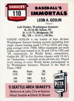 1976 Shakey's Pizza #110 Goose Goslin Back