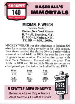 1976 Shakey's Pizza #140 Mickey Welch Back