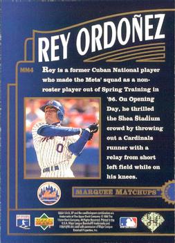 1996 SP - Marquee Matchups #MM4 Rey Ordonez Back