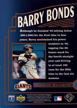 1996 SP - Marquee Matchups #MM8 Barry Bonds Back
