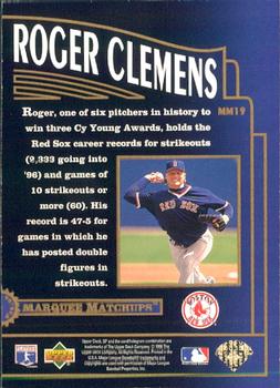 1996 SP - Marquee Matchups #MM19 Roger Clemens Back