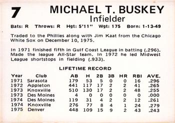 1976 Oklahoma City 89ers #7 Mike Buskey Back
