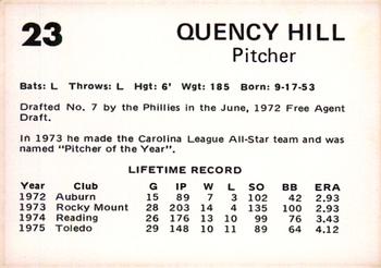 1976 Oklahoma City 89ers #23 Quency Hill Back