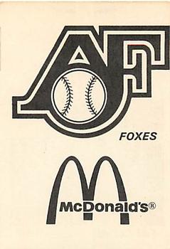 1976 TCMA Appleton Foxes #NNO Ted Schultz Back