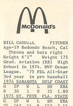 1976 TCMA Arkansas Travelers #NNO Bill Caudill Back