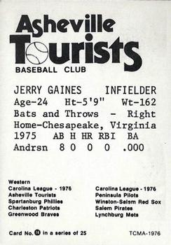 1976 TCMA Asheville Tourists #14 Jerry Gaines Back