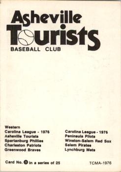 1976 TCMA Asheville Tourists #23 Mark Soroko Back