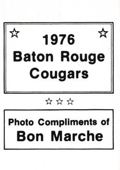 1976 TCMA Baton Rouge Cougars #NNO Tom Brown Back