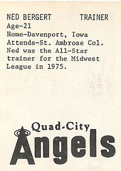1976 TCMA Quad City Angels #NNO Ned Bergert Back