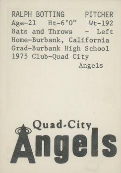 1976 TCMA Quad City Angels #NNO Ralph Botting Back