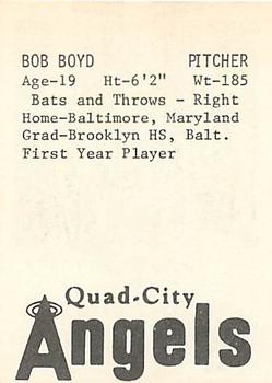 1976 TCMA Quad City Angels #NNO Bob Boyd Back