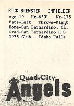 1976 TCMA Quad City Angels #NNO Rich Brewster Back