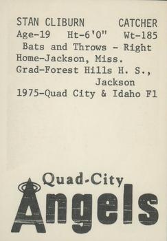 1976 TCMA Quad City Angels #NNO Stan Cliburn Back