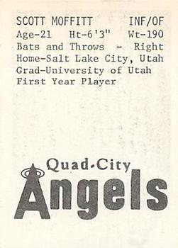1976 TCMA Quad City Angels #NNO Scott Moffit Back