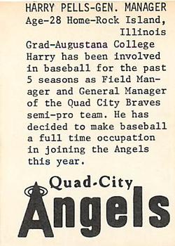 1976 TCMA Quad City Angels #NNO Harry Pells Back