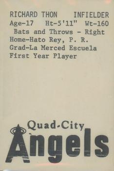 1976 TCMA Quad City Angels #NNO Richard Thon Back