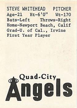 1976 TCMA Quad City Angels #NNO Steve Whitehead Back