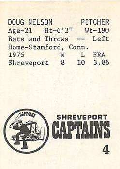 1976 TCMA Shreveport Captains #4 Doug Nelson Back