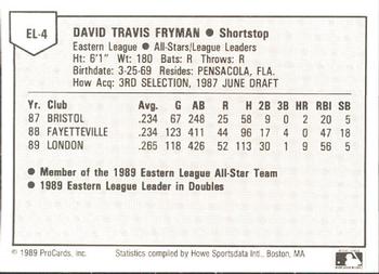 1989 ProCards Eastern League All-Stars #4 Travis Fryman Back