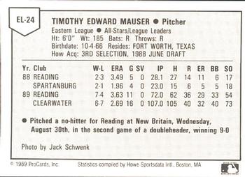 1989 ProCards Eastern League All-Stars #24 Tim Mauser Back