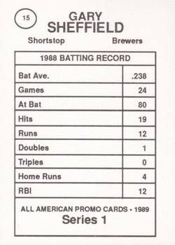1989 All American Promo Series 1 (unlicensed) #15 Gary Sheffield Back