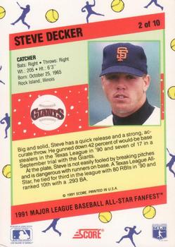 1991 Score All-Star FanFest #2 Steve Decker Back