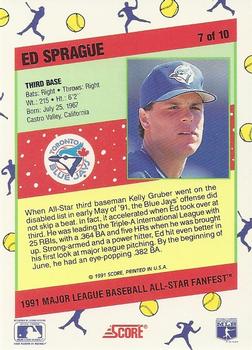 1991 Score All-Star FanFest #7 Ed Sprague Back