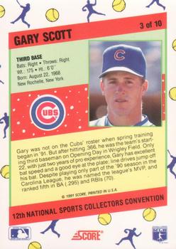 1991 Score 12th National Sports Collectors Convention #3 Gary Scott Back