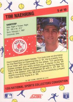 1991 Score 12th National Sports Collectors Convention #5 Tim Naehring Back