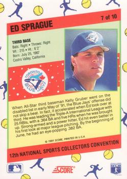 1991 Score 12th National Sports Collectors Convention #7 Ed Sprague Back