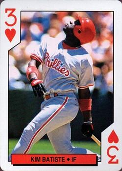 1994 Bicycle Philadelphia Phillies Playing Cards #3♥ Kim Batiste Front