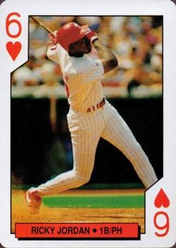 1994 Bicycle Philadelphia Phillies Playing Cards #6♥ Ricky Jordan Front