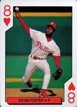 1994 Bicycle Philadelphia Phillies Playing Cards #8♥ Kevin Foster Front