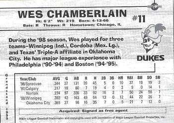 1999 Grandstand Albuquerque Dukes #NNO Wes Chamberlain Back