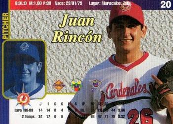 1999-00 Line Up Venezuelan Winter League #20 Juan Rincon Back