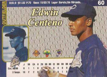 1999-00 Line Up Venezuelan Winter League #60 Edwin Centeno Back