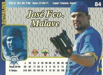 1999-00 Line Up Venezuelan Winter League #84 Jose Malave Back