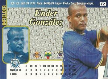 1999-00 Line Up Venezuelan Winter League #89 Ender Gonzalez Back