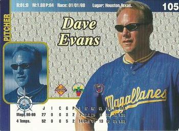 1999-00 Line Up Venezuelan Winter League #105 Dave Evans Back