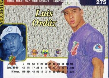 1999-00 Line Up Venezuelan Winter League #275 Luis Ordaz Back