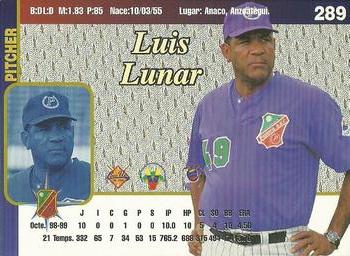 1999-00 Line Up Venezuelan Winter League #289 Luis Lunar Back