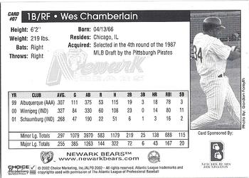 2002 Choice Newark Bears #7 Wes Chamberlain Back