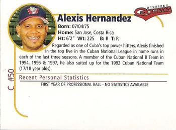 2000 Winnipeg Goldeyes #NNO Alexis Hernandez Back