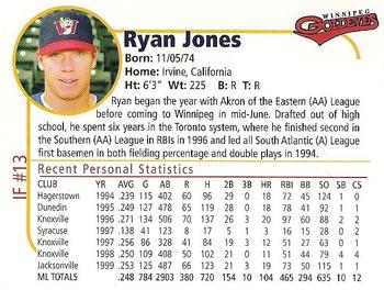 2000 Winnipeg Goldeyes #NNO Ryan Jones Back