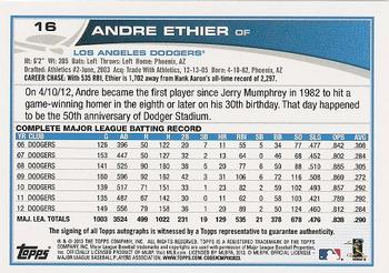 2013 Topps - Autographs #16 Andre Ethier Back