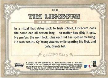 2013 Topps - Calling Cards #CC-10 Tim Lincecum Back