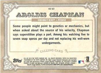 2013 Topps - Calling Cards #CC-13 Aroldis Chapman Back